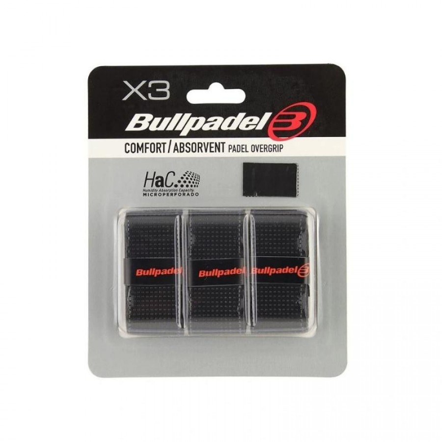Blister Overgrips Bullpadel Comfort Absorvent Negro 3 Unidades  Offre - Pas cher