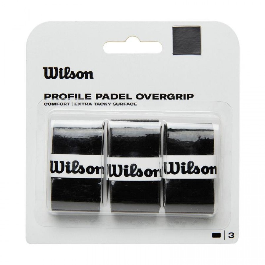 Blister Wilson Profile Padel Negro 3 Overgrips  Oferta + Barato