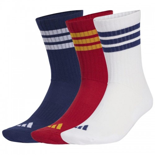 Calcetines Adidas Essentials Cushioned Crew Azul Rojo Blanco 3 Pares