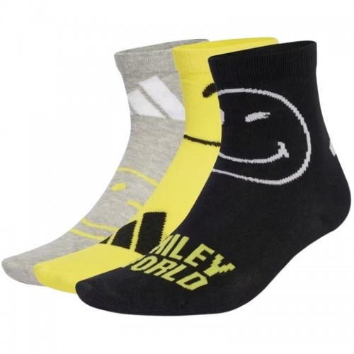 Adidas Smiley Grey Yellow Socks 3 Pairs