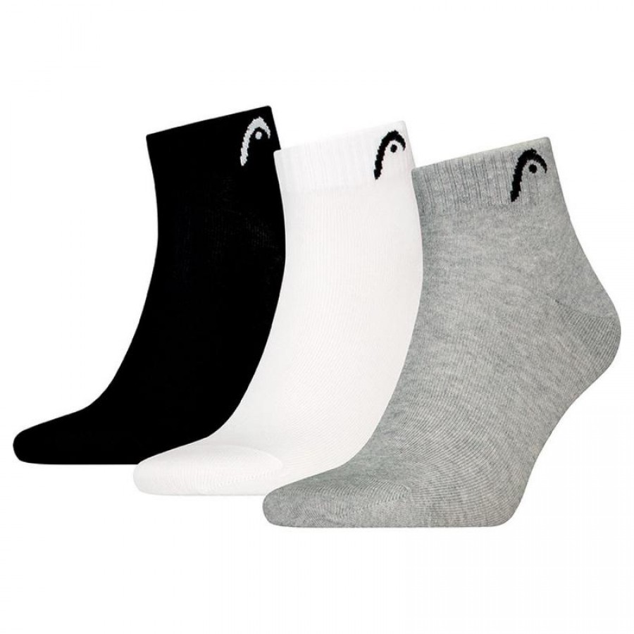 Calcetines Head All Sports Quarter Negro Blanco Gris 3 Pares  Offre - Pas cher