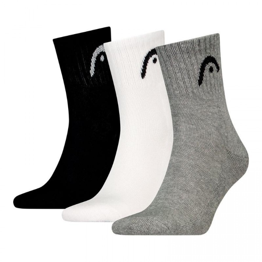 Calcetines Head All Sports Short Crew Negro Blanco Gris 3 Pares  Offre - Pas cher