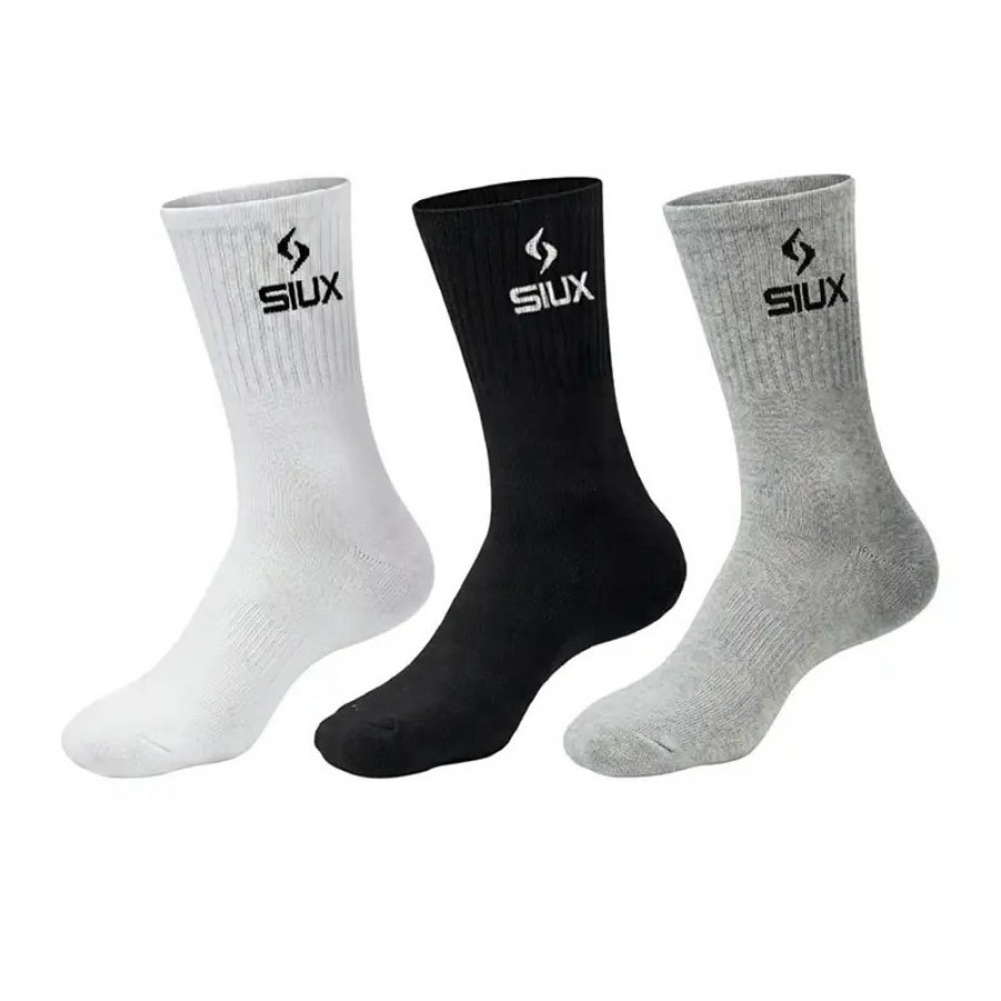 Siux Basic 26 Chaussettes à tige haute noires gris blanc 3 paires