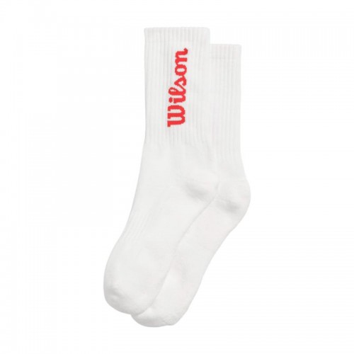 Calcetines Wilson Crew Logo Blanco Rojo 1 Par