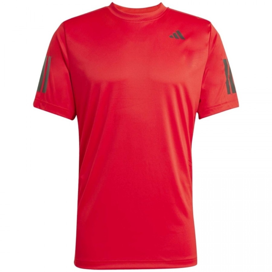 Adidas Club 3 Stripes Rouge Noir T-Shirt  Offre - Pas cher