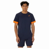 T-shirt Asics Court Bleu Nuit Orange  Offre - Pas cher