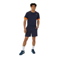 T-shirt Asics Court Bleu Nuit Orange  Offre - Pas cher