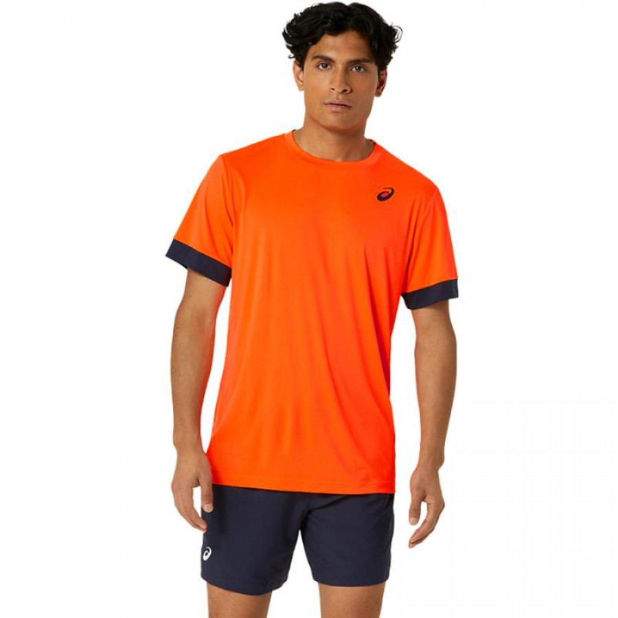T-shirt Asics Court Orange Bleu Nuit  Offre - Pas cher