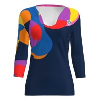 Bidi Badu Twiggy V-Neck Dark Blue Mix Camiseta Feminina  Oferta + Barato