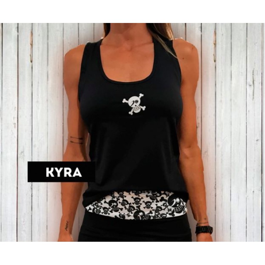 Just Ten Kira strapless black white t-shirt - Barata Oferta Outlet