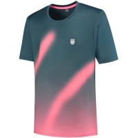 Camiseta Kswiss Hypercourt Print Crew 5 Verde Petroleo Rosa  Offerta + Economico