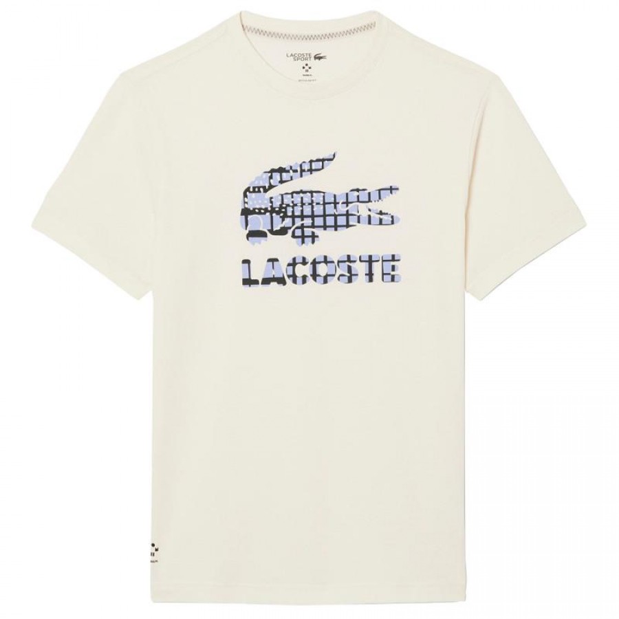 Lacoste Daniil Medvedev T-Shirt Tennis Blanc Cassé  Offre - Pas cher
