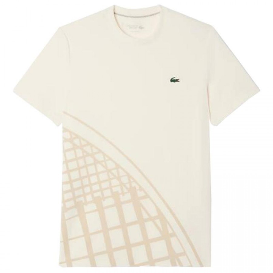 Lacoste Ultra Dry Off-White Tennis T-Shirt  Offre - Pas cher