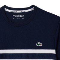T-shirt Lacoste Ultra Dry Blanc Bleu Marine  Offre - Pas cher