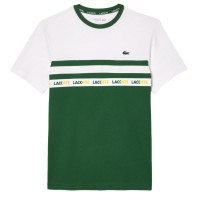T-shirt Lacoste Ultra Dry Vert Blanc  Offre - Pas cher