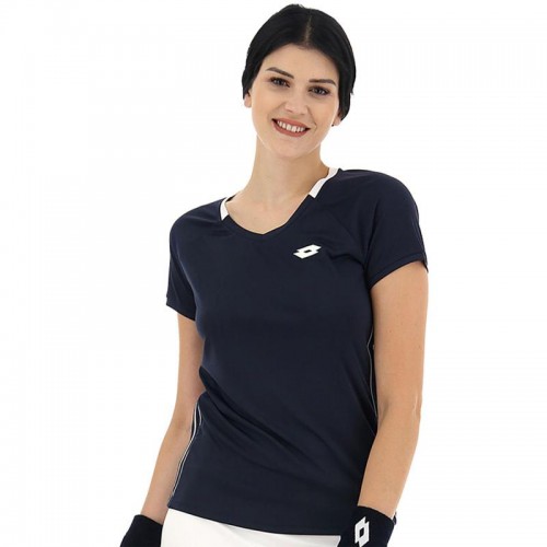 Camiseta Lotto Squadra II Azul Marino Blanco Mujer