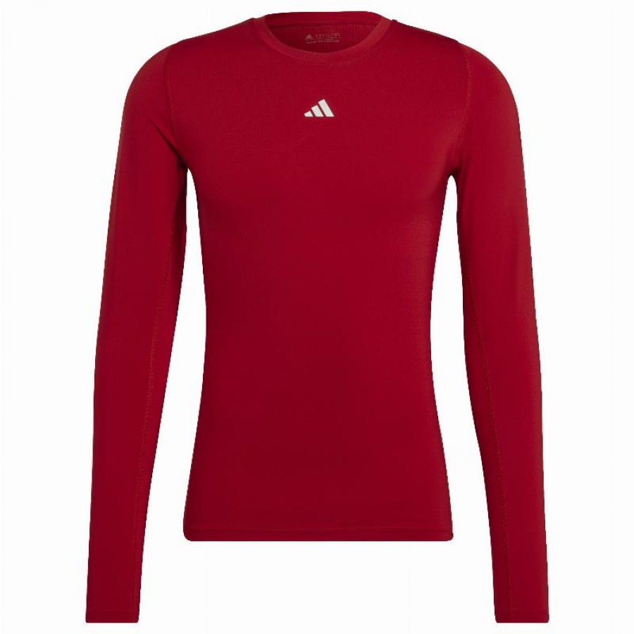 Adidas Techfit Maglietta Manica Lunga Rosso  Offerta + Economico