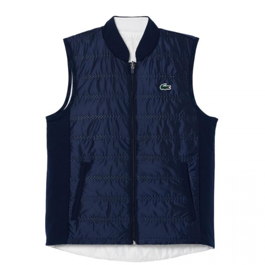 Gilet femme Lacoste Slim Fit bleu marine blanc  Offre - Pas cher