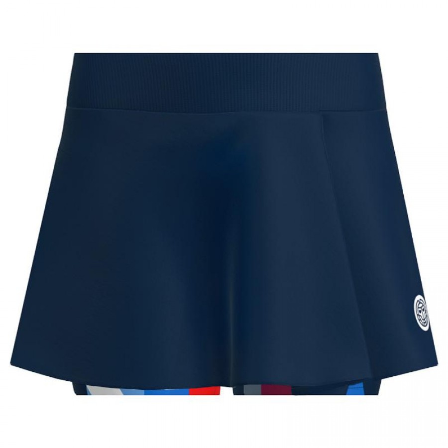 Saia Bidi Badu Nova York Estampada Ondulada Azul Escuro Vermelho  Oferta + Barato