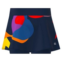 Saia Júnior Bidi Badu Twiggy Estampada Ondulada Azul Escuro Mix  Oferta + Barato
