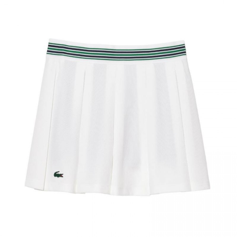 Lacoste Pique White Green Skirt  Offer + Cheap