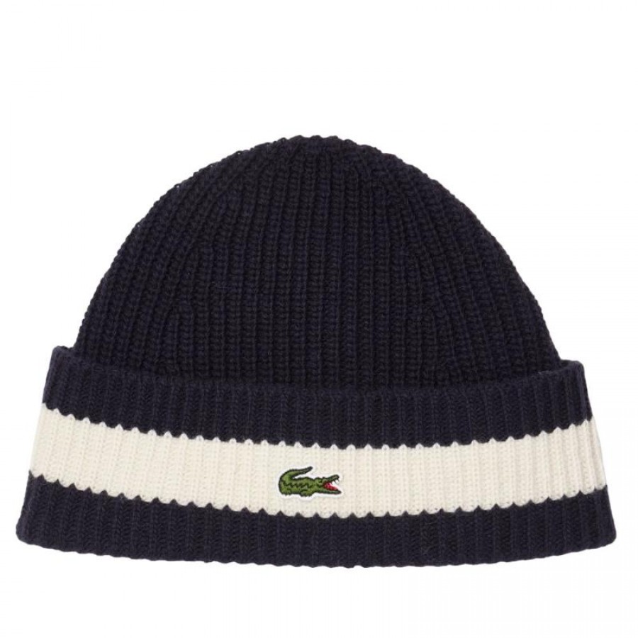 Lacoste Navy Blue White Wool Hat  Offer + Cheap