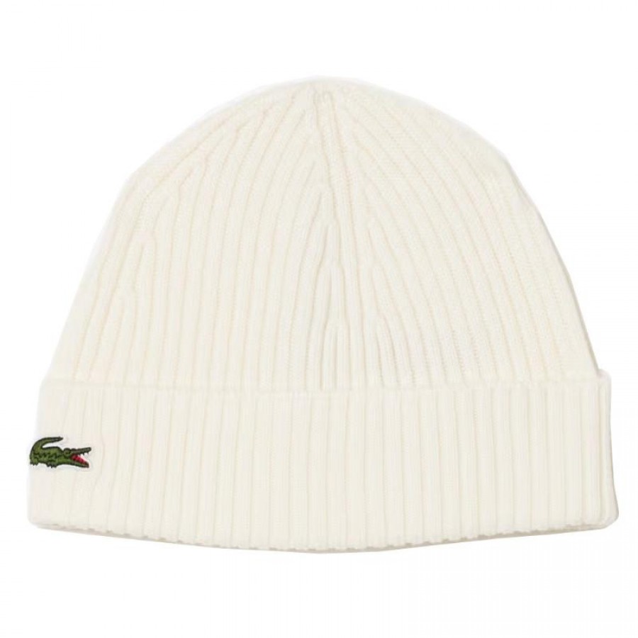 Gorro Lacoste Lana Blanco  Oferta + Barato