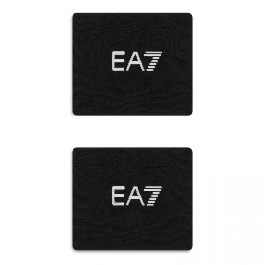 Muñequeras Armani EA7 Tennis Pro Largas Negro Blanco 2 Unidades
