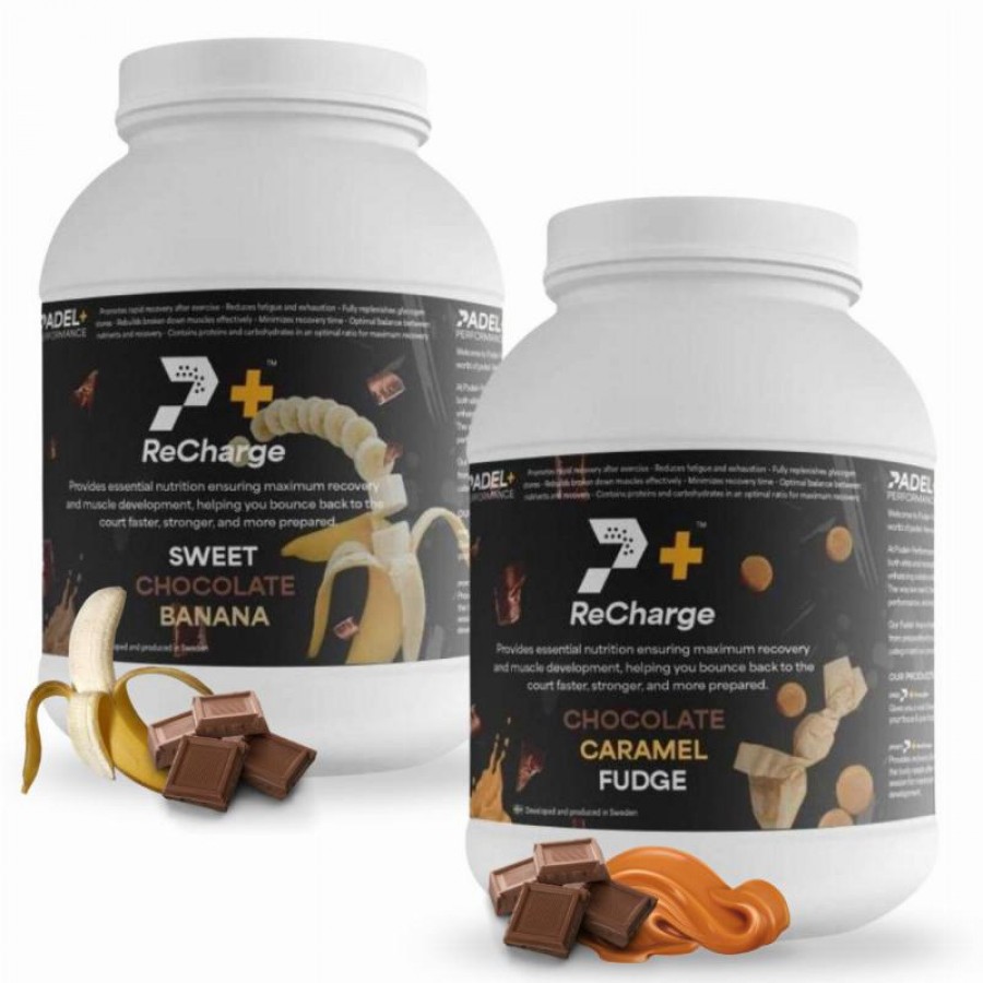 Pack Bote Padel Performance ReCharge Chocolate Banana y Chocolate Caramelo  Oferta + Barato