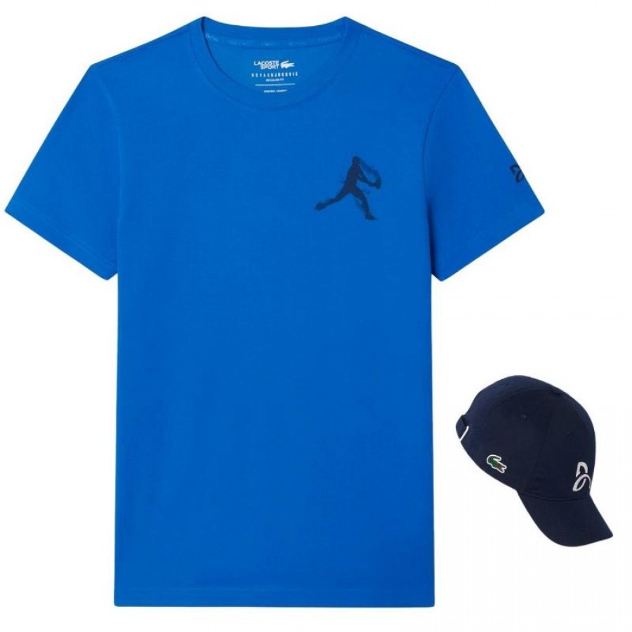 Pack Camiseta Lacoste Novak Djokovic Azul e Boné Azul Marinho  Oferta + Barato