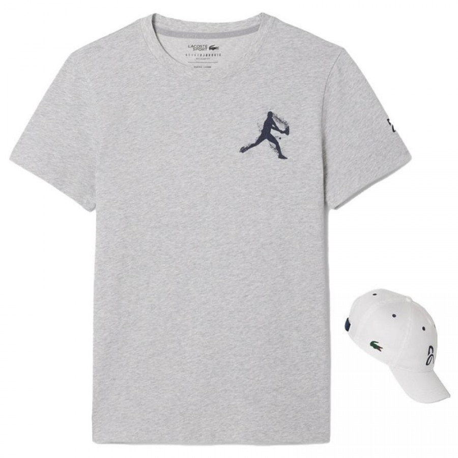 Pack Lacoste Novak Djokovic T-Shirt Casquette Gris et Blanc  Offre - Pas cher