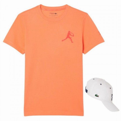 Pack Lacoste Novak Djokovic T-shirt orange et casquette blanche