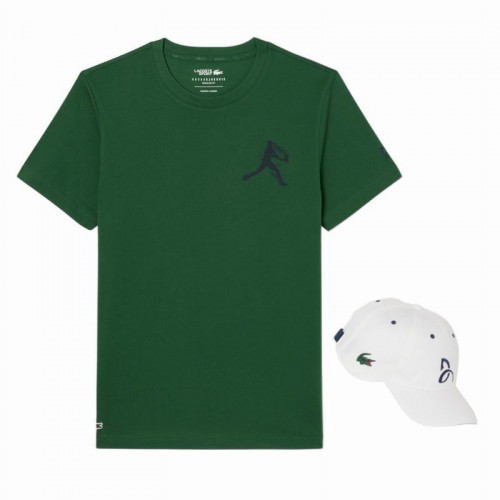 Pack Lacoste Novak Djokovic T-Shirt Vert et Casquette Blanche