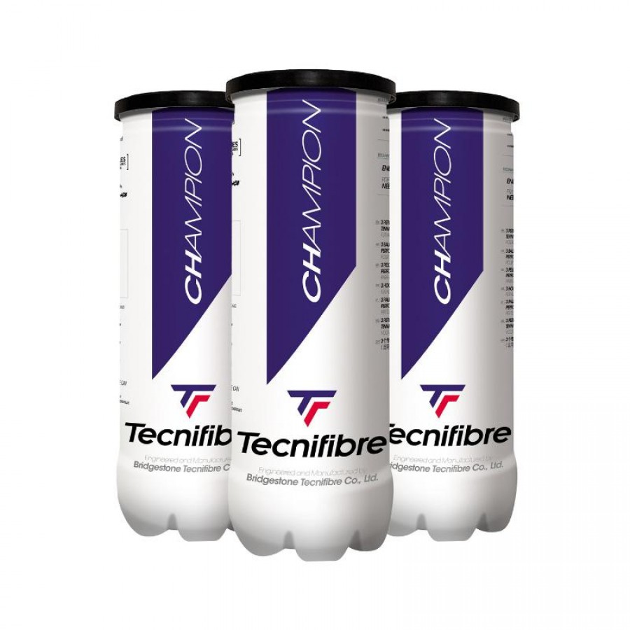 Pacchetto di 3 contenitori di palline Tecnifibre Champion PADELPOINT Pacchetto di 3 contenitori di palline Tecnifibre Champion