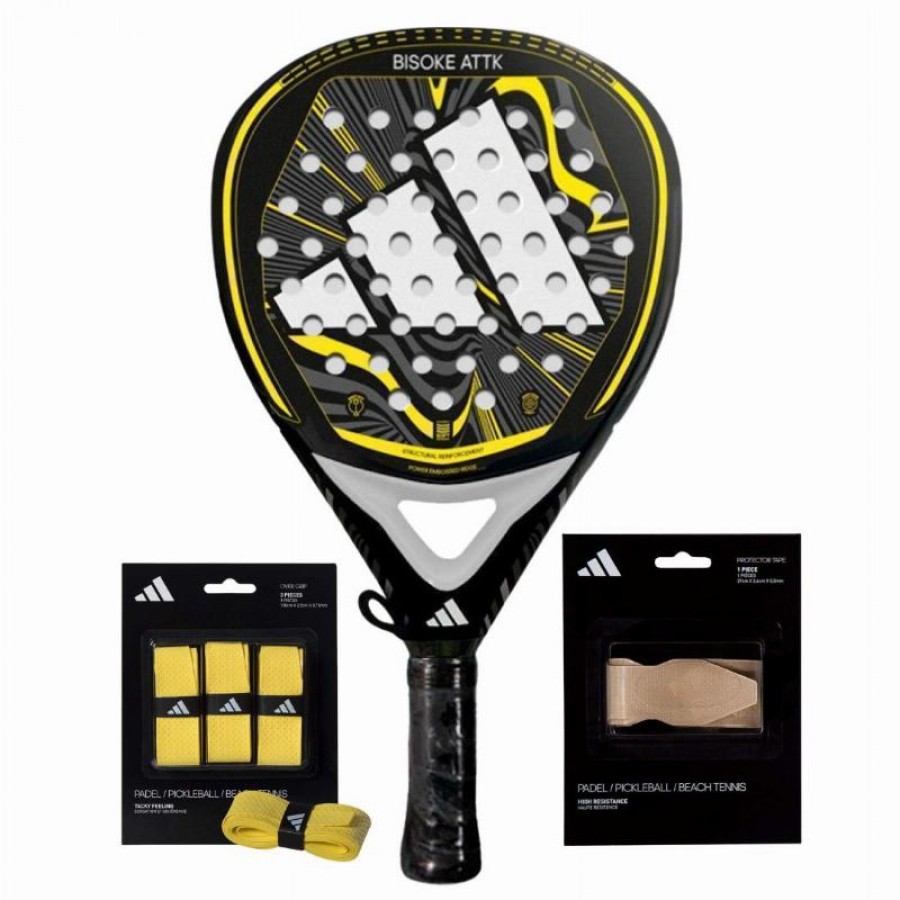 Pacchetto racchette Adidas Bisoke Attack 2024 con overgrip e protezione  Offerta + Economico