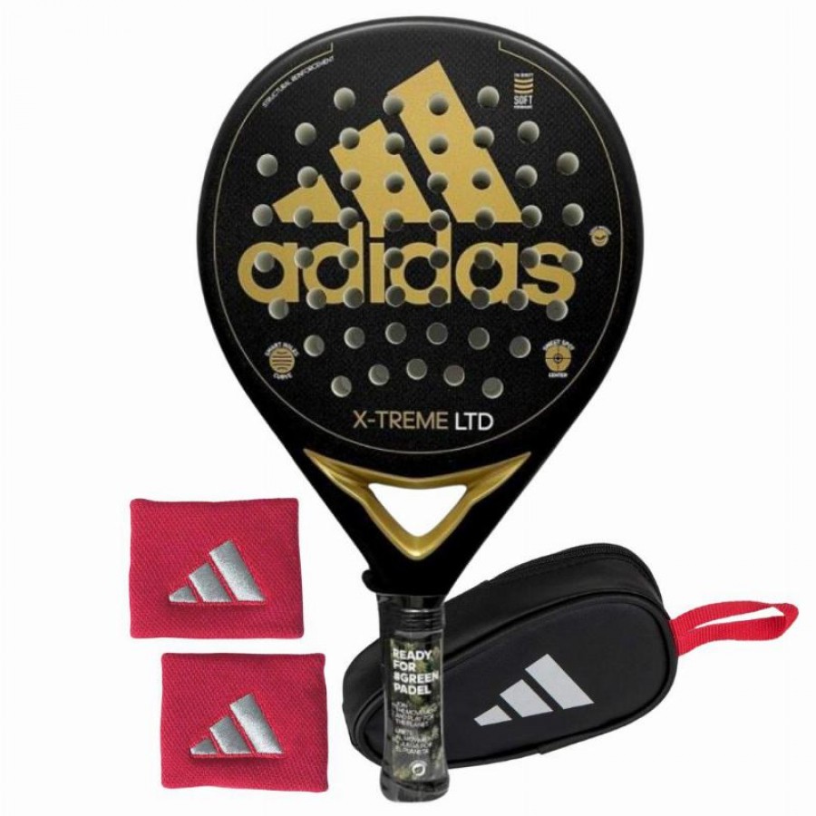 Pack Adidas X-Treme Black Gold Racket with Coin Purse and Wrist Bags   Offer + Cheap
