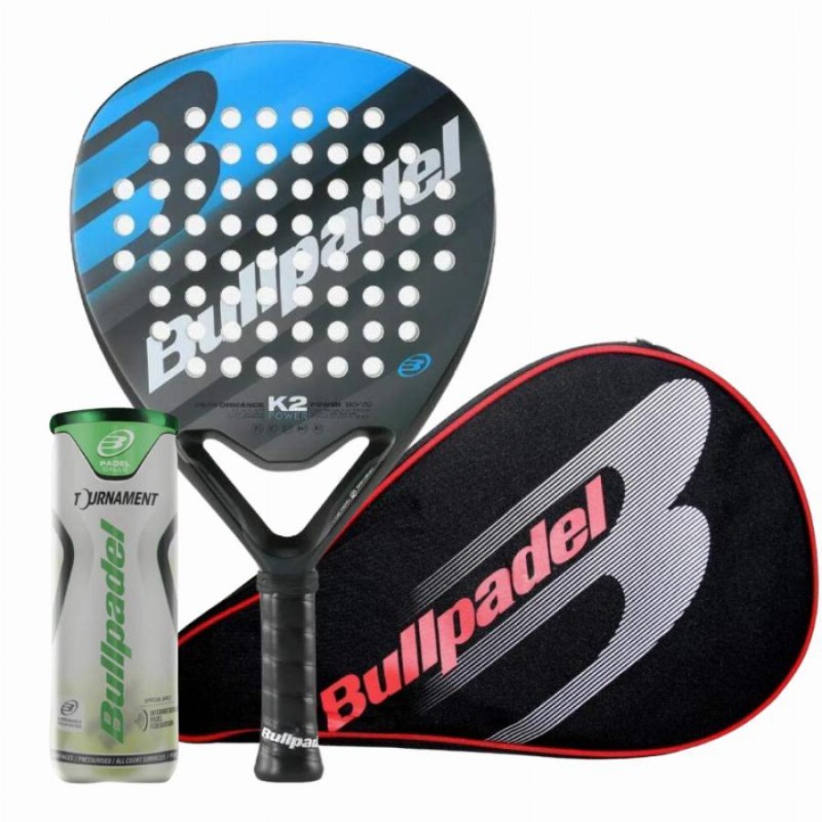 Pack Pala Bullpadel K2 Power 2023 con Funda y Pelotas  Oferta + Barato