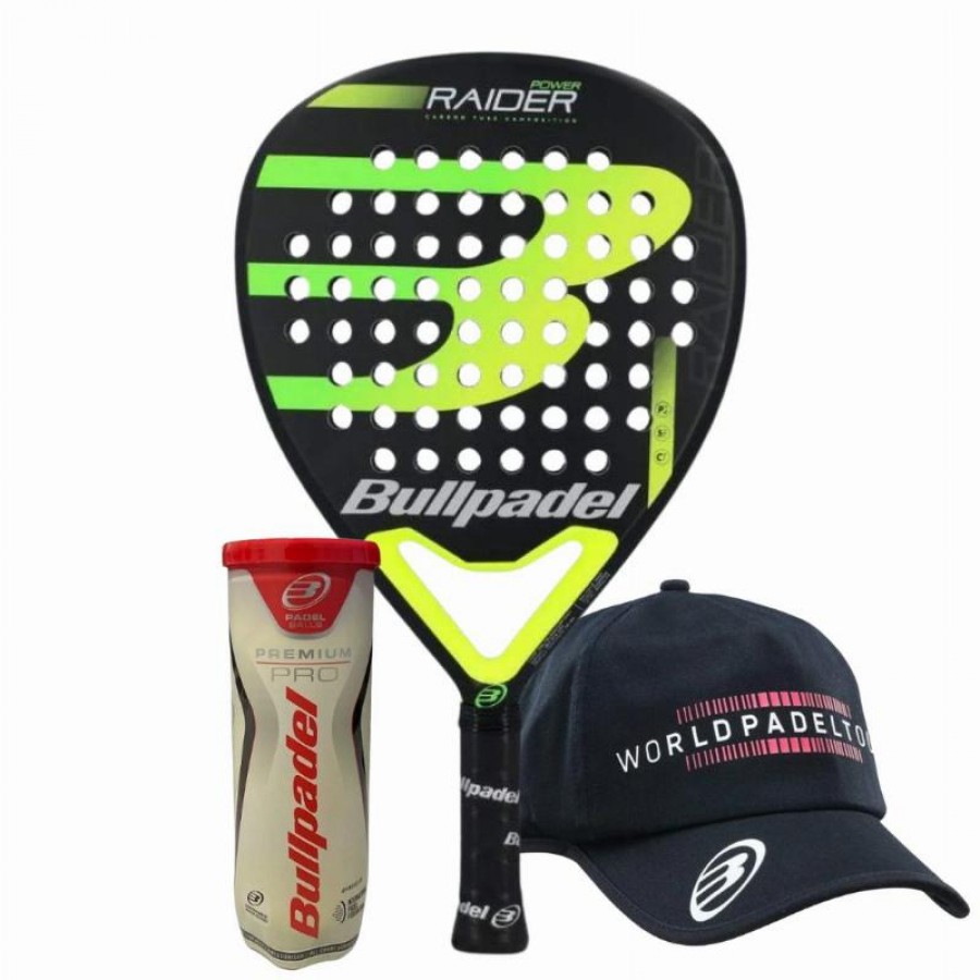 Bullpadel Raider Power Racket Pack with Cap and Balls  Offer + Cheap