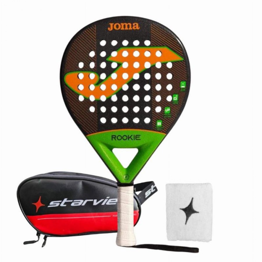 Pack Joma Rookie Black Orange Pala con borsa da toilette e braccialetto   Offerta + Economico