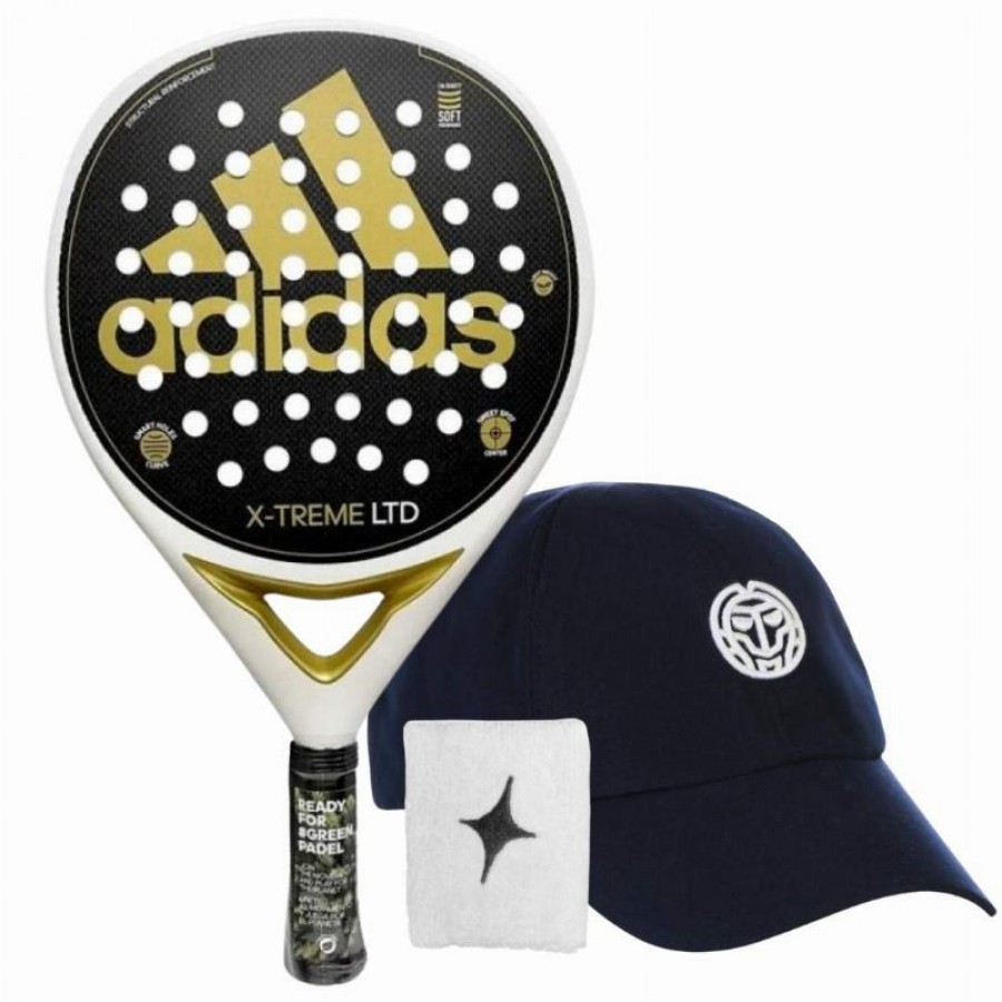 Pack Raquette Adidas X-Treme en or blanc avec casquette et bracelet  Offre - Pas cher