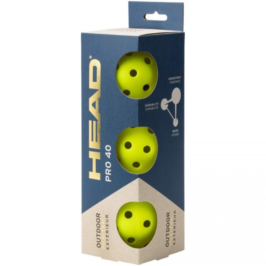 Pelotas Pickleball Head Pro 40 Outdoor 3 Unidades  Oferta + Barato