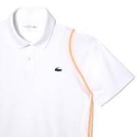 Lacoste Polo Polyester Recycle Blanc Orange  Offre - Pas cher
