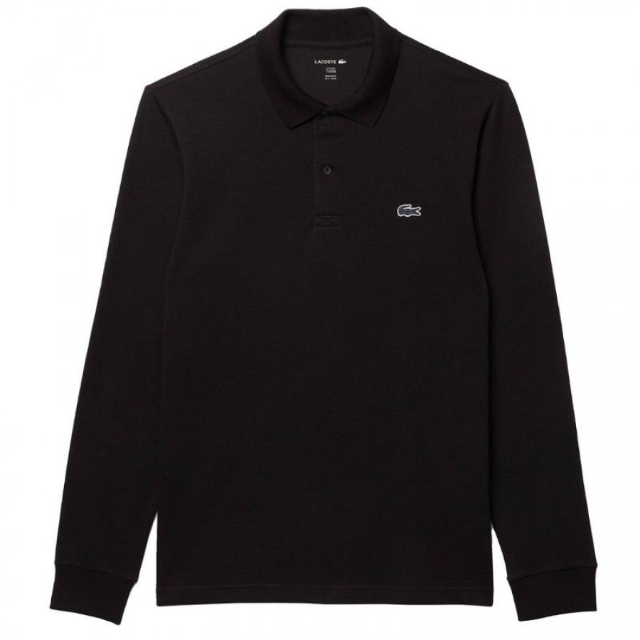 Polo Manga Larga Lacoste Regular Fit Algodon Negro  Offre - Pas cher