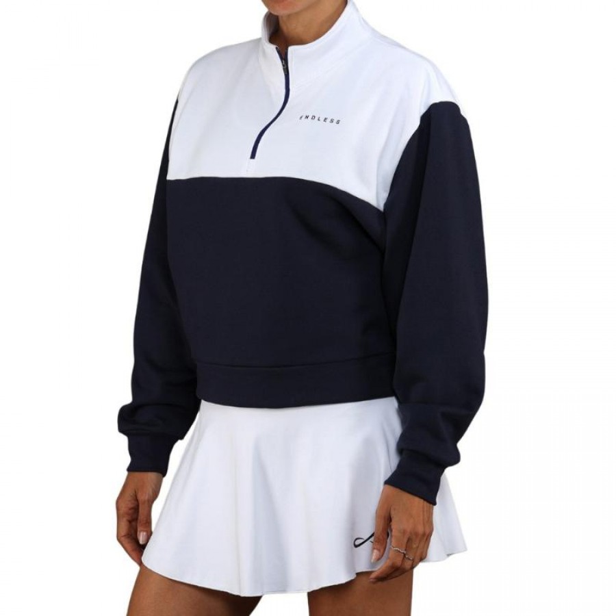 Sudadera Endless Vibe Blanco Azul Marino