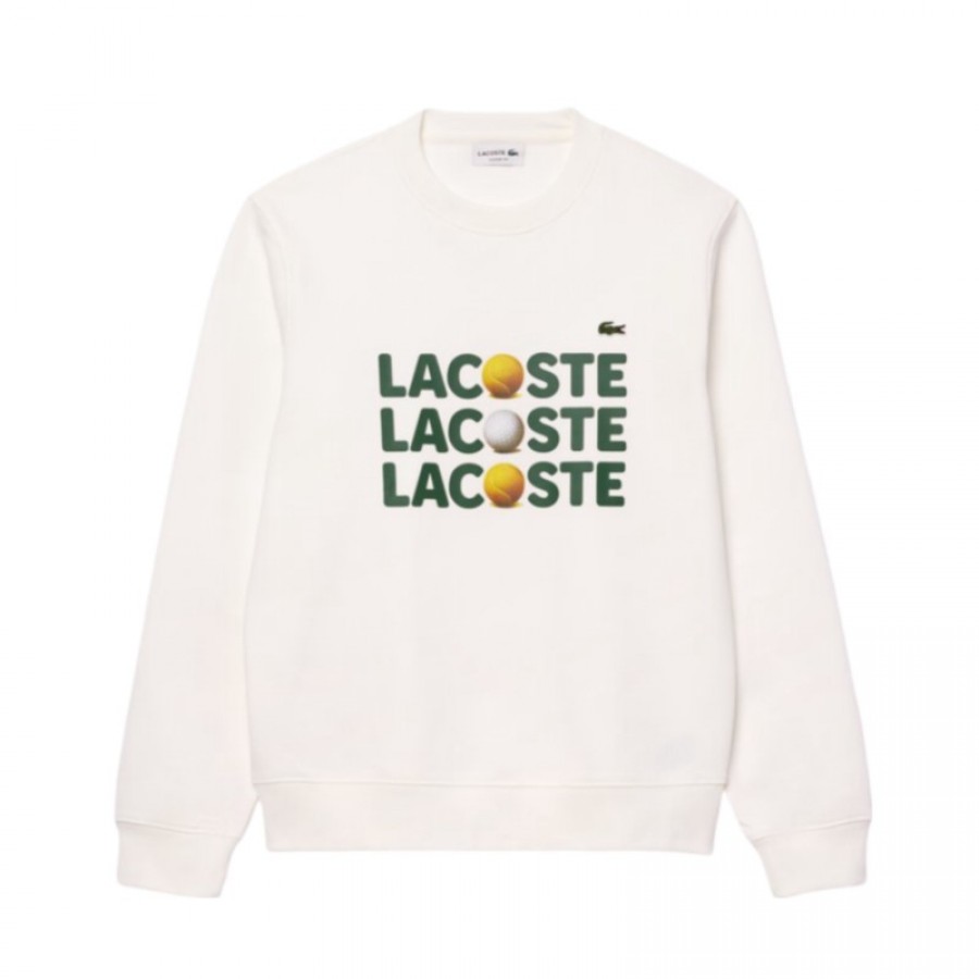 Sweat-shirt en peluche Lacoste blanc  Offre - Pas cher