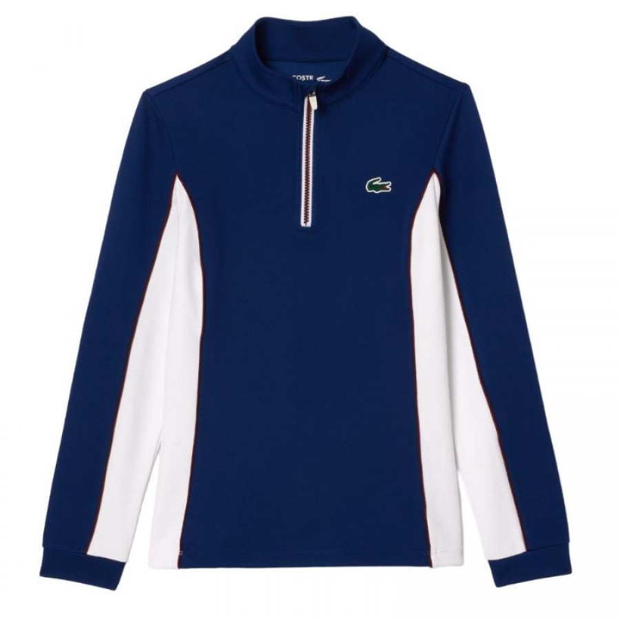Sudadera Lacoste Ultra Dry Azul Marino Blanco Mujer  Oferta + Barato