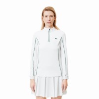 Sudadera Lacoste Ultra Dry Blanco Verde Mujer  Oferta + Barato