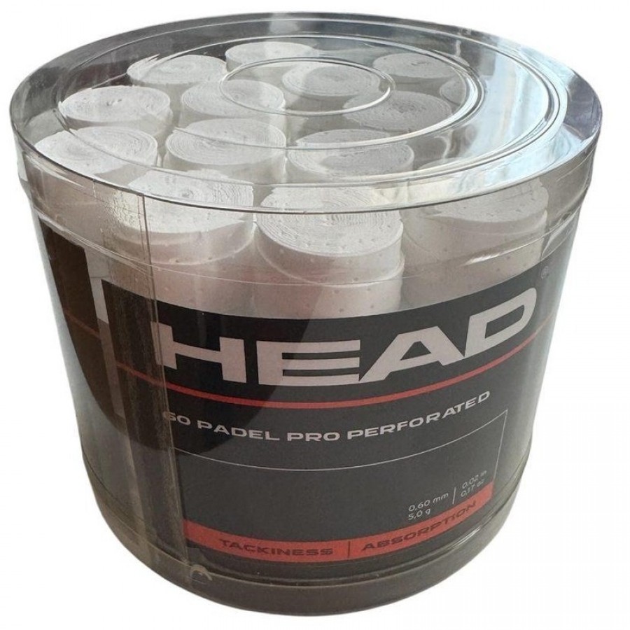 Head Padel Pro Perforated White Drum 60 Overgrips  Offer + Cheap