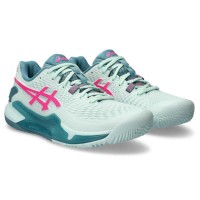 Asics Gel Resolution 9 Padel Mint Pink Fluor Women''s Shoes  Offer + Cheap