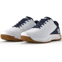 Baskets Wilson Rush Pro Ace CLAY Blanc Bleu Marine  Offre - Pas cher